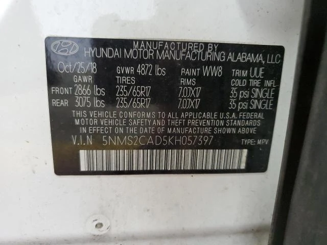 Photo 13 VIN: 5NMS2CAD5KH057397 - HYUNDAI SANTA FE S 