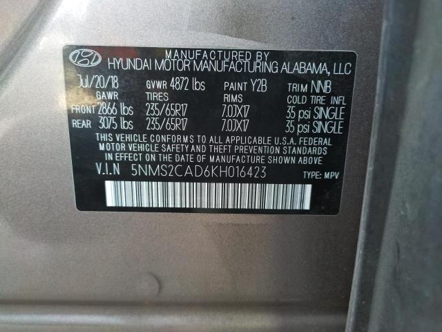 Photo 9 VIN: 5NMS2CAD6KH016423 - HYUNDAI SANTA FE S 