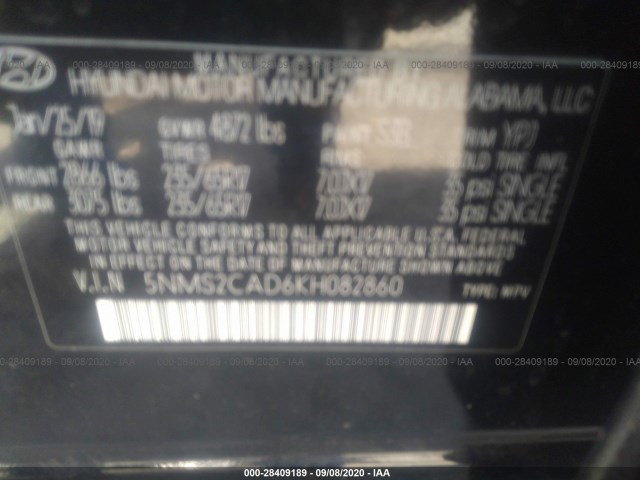 Photo 8 VIN: 5NMS2CAD6KH082860 - HYUNDAI SANTA FE 