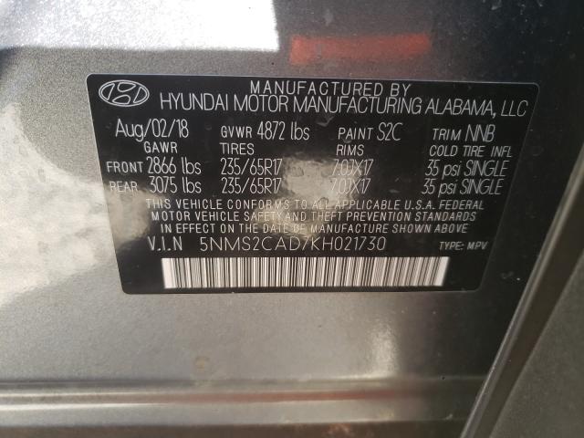 Photo 9 VIN: 5NMS2CAD7KH021730 - HYUNDAI SANTA FE S 