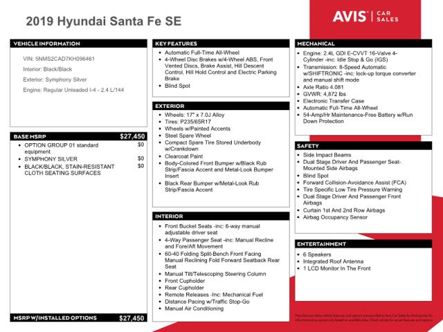 Photo 9 VIN: 5NMS2CAD7KH096461 - HYUNDAI SANTA FE S 