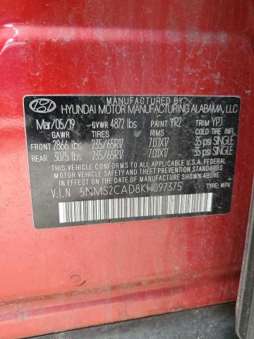 Photo 12 VIN: 5NMS2CAD8KH097375 - HYUNDAI SANTA FE S 