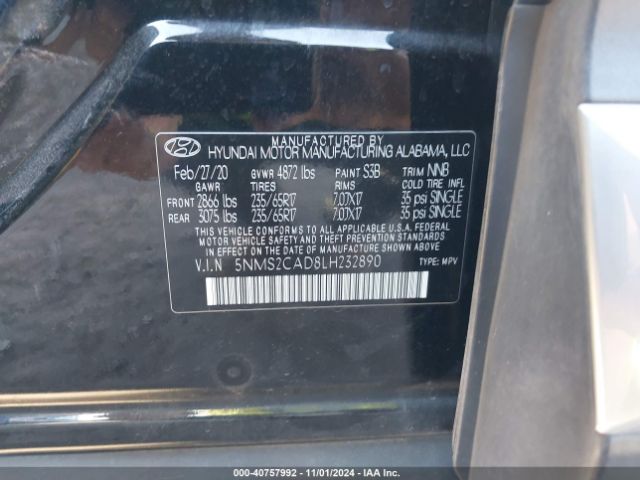 Photo 8 VIN: 5NMS2CAD8LH232890 - HYUNDAI SANTA FE 