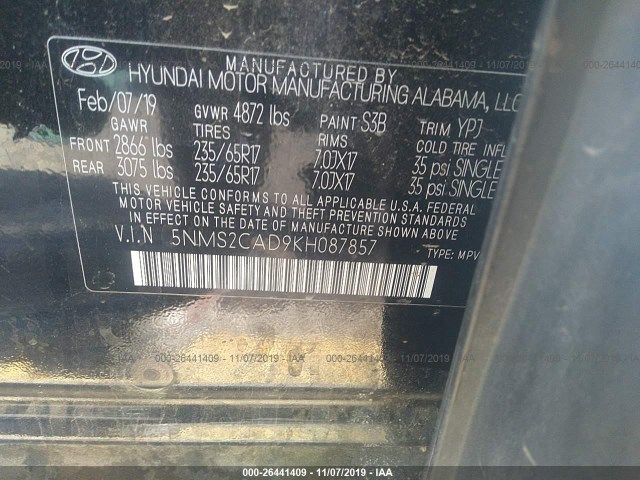 Photo 8 VIN: 5NMS2CAD9KH087857 - HYUNDAI SANTA FE 