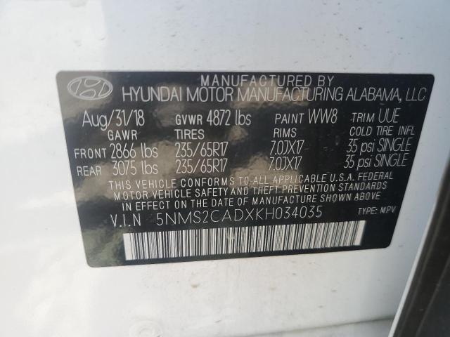 Photo 11 VIN: 5NMS2CADXKH034035 - HYUNDAI SANTA FE S 