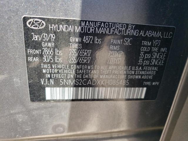 Photo 12 VIN: 5NMS2CADXKH085485 - HYUNDAI SANTA FE S 