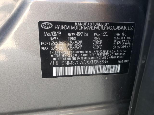 Photo 9 VIN: 5NMS2CADXKH098835 - HYUNDAI SANTA FE S 