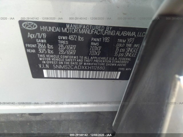 Photo 8 VIN: 5NMS2CADXKH112880 - HYUNDAI SANTA FE 