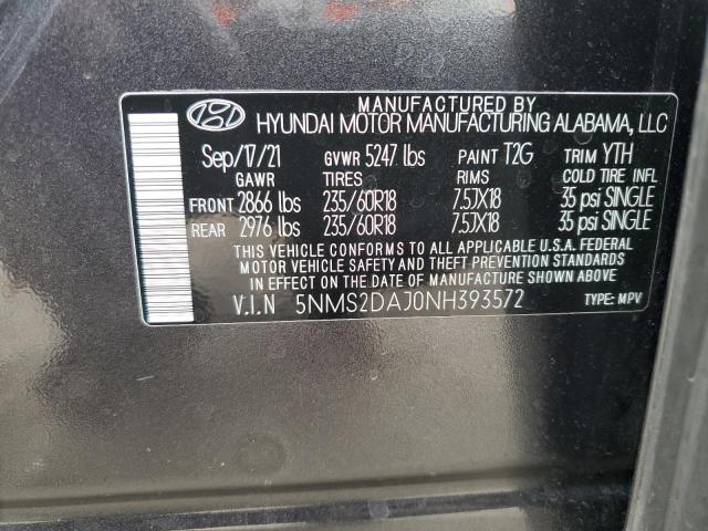 Photo 12 VIN: 5NMS2DAJ0NH393572 - HYUNDAI SANTA FE S 