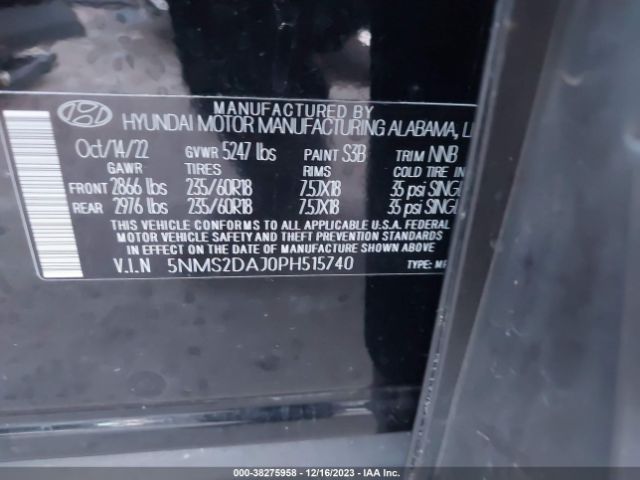 Photo 8 VIN: 5NMS2DAJ0PH515740 - HYUNDAI SANTA FE 