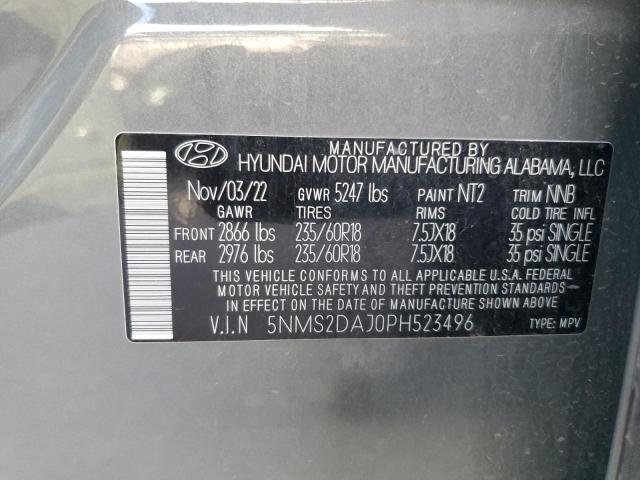 Photo 12 VIN: 5NMS2DAJ0PH523496 - HYUNDAI SANTA FE S 