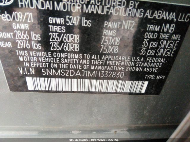 Photo 8 VIN: 5NMS2DAJ1MH332830 - HYUNDAI SANTA FE 