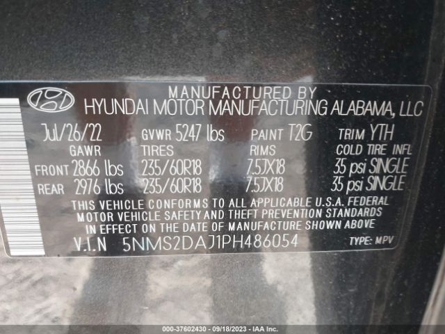 Photo 8 VIN: 5NMS2DAJ1PH486054 - HYUNDAI SANTA FE 