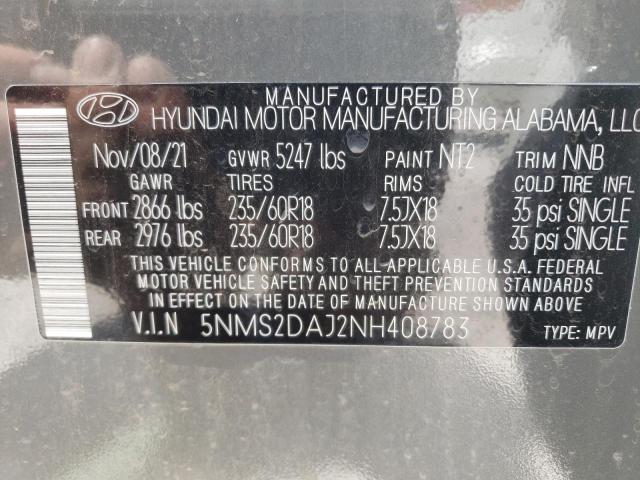 Photo 9 VIN: 5NMS2DAJ2NH408783 - HYUNDAI SANTA FE S 