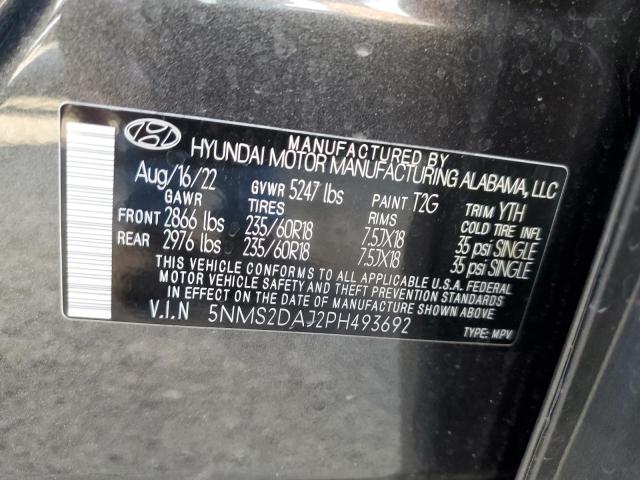 Photo 12 VIN: 5NMS2DAJ2PH493692 - HYUNDAI SANTA FE S 