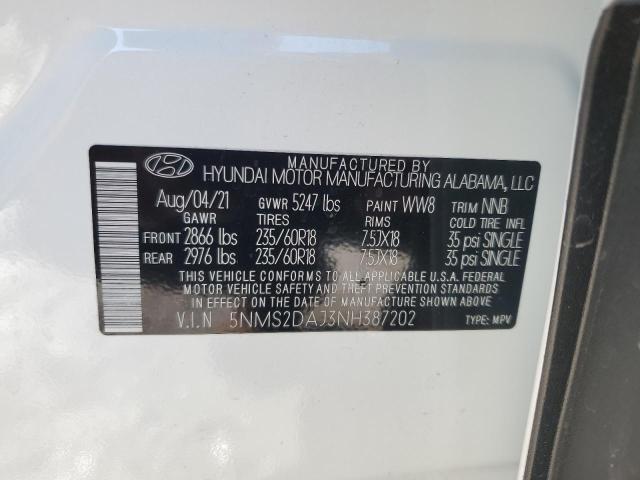 Photo 12 VIN: 5NMS2DAJ3NH387202 - HYUNDAI SANTA FE S 