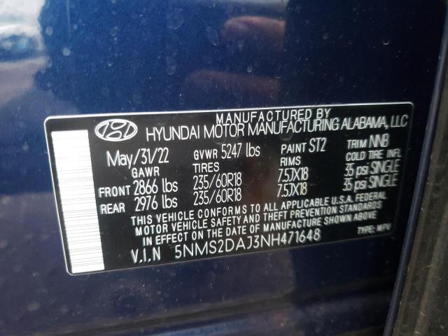 Photo 12 VIN: 5NMS2DAJ3NH471648 - HYUNDAI SANTA FE S 