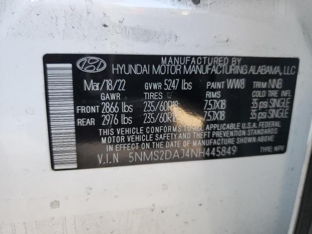 Photo 13 VIN: 5NMS2DAJ4NH445849 - HYUNDAI SANTA FE S 