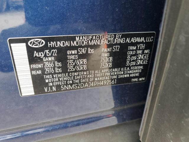 Photo 12 VIN: 5NMS2DAJ4PH492561 - HYUNDAI SANTA FE S 