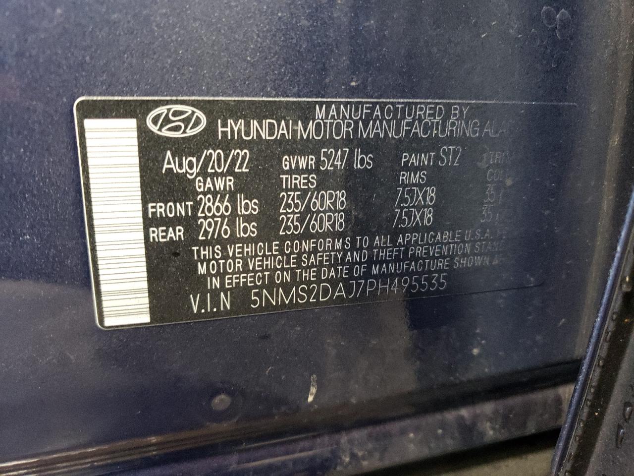 Photo 11 VIN: 5NMS2DAJ7PH495535 - HYUNDAI SANTA FE 