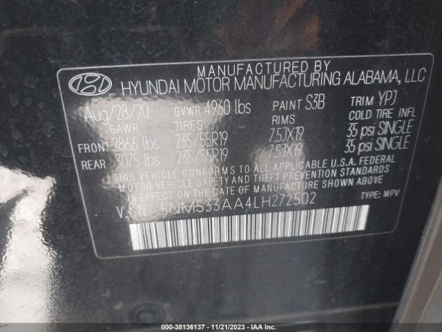 Photo 8 VIN: 5NMS33AA4LH272502 - HYUNDAI SANTA FE 