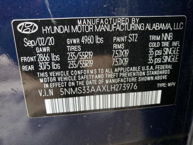 Photo 12 VIN: 5NMS33AAXLH273976 - HYUNDAI SANTA FE S 