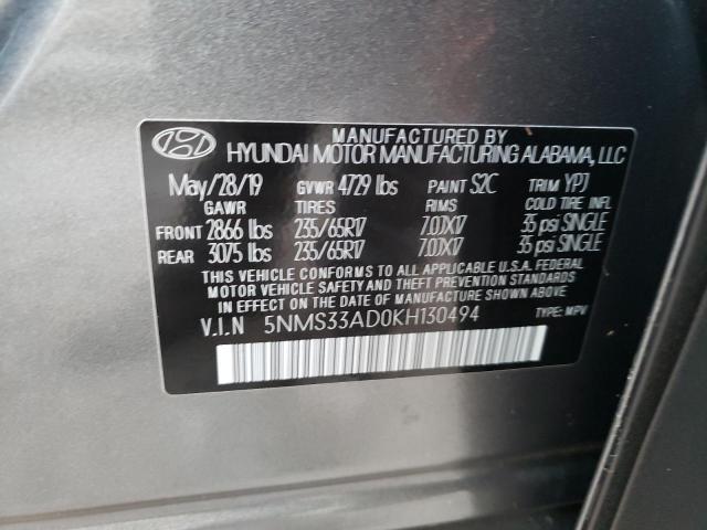 Photo 9 VIN: 5NMS33AD0KH130494 - HYUNDAI SANTA FE S 