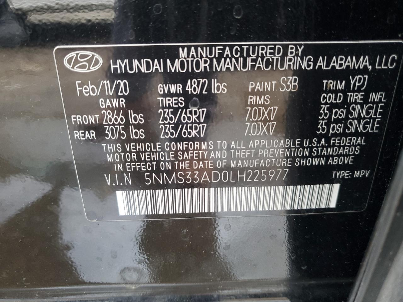 Photo 11 VIN: 5NMS33AD0LH225977 - HYUNDAI SANTA FE 