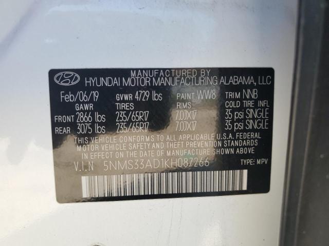 Photo 12 VIN: 5NMS33AD1KH087266 - HYUNDAI SANTA FE S 