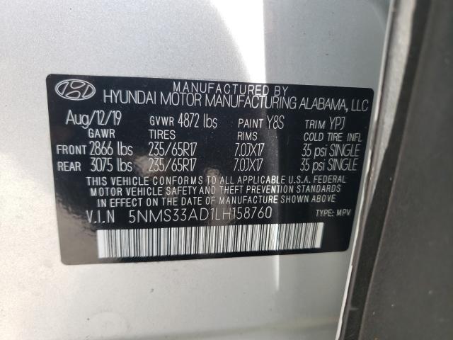 Photo 9 VIN: 5NMS33AD1LH158760 - HYUNDAI SANTA FE S 