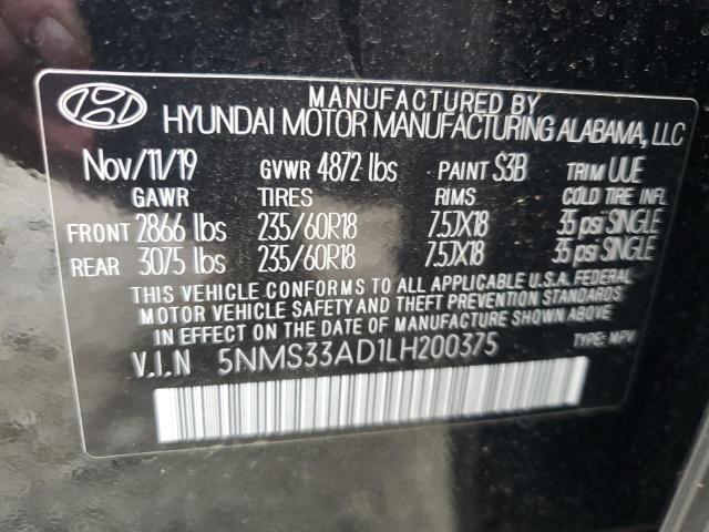 Photo 12 VIN: 5NMS33AD1LH200375 - HYUNDAI SANTA FE 