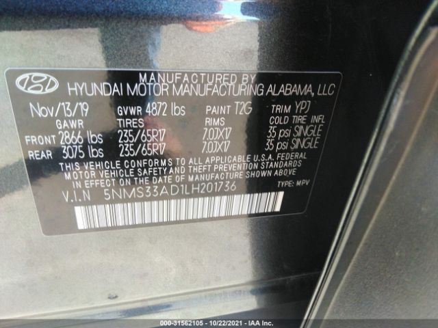 Photo 8 VIN: 5NMS33AD1LH201736 - HYUNDAI SANTA FE 