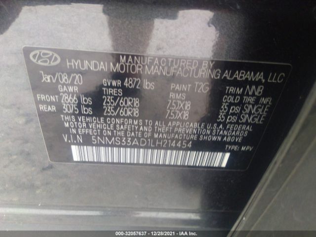 Photo 8 VIN: 5NMS33AD1LH214454 - HYUNDAI SANTA FE 