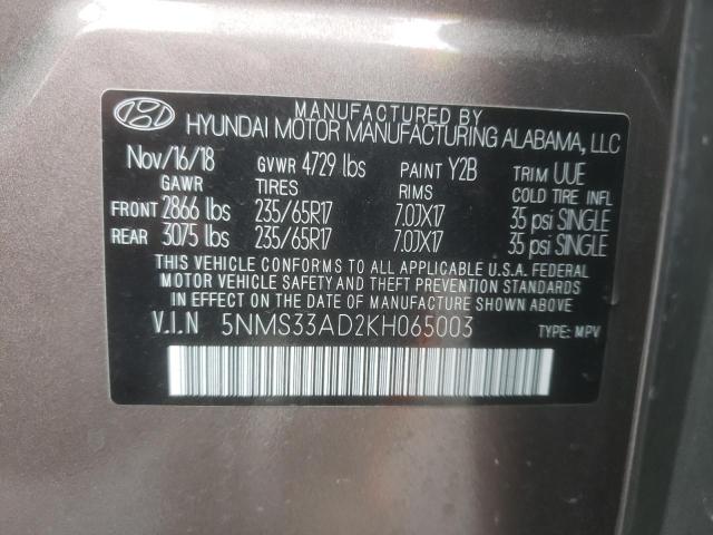 Photo 9 VIN: 5NMS33AD2KH065003 - HYUNDAI SANTA FE S 