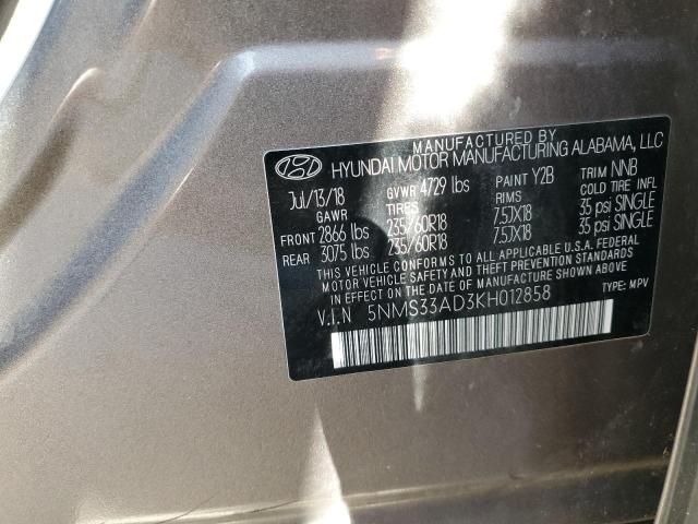 Photo 12 VIN: 5NMS33AD3KH012858 - HYUNDAI SANTA FE 