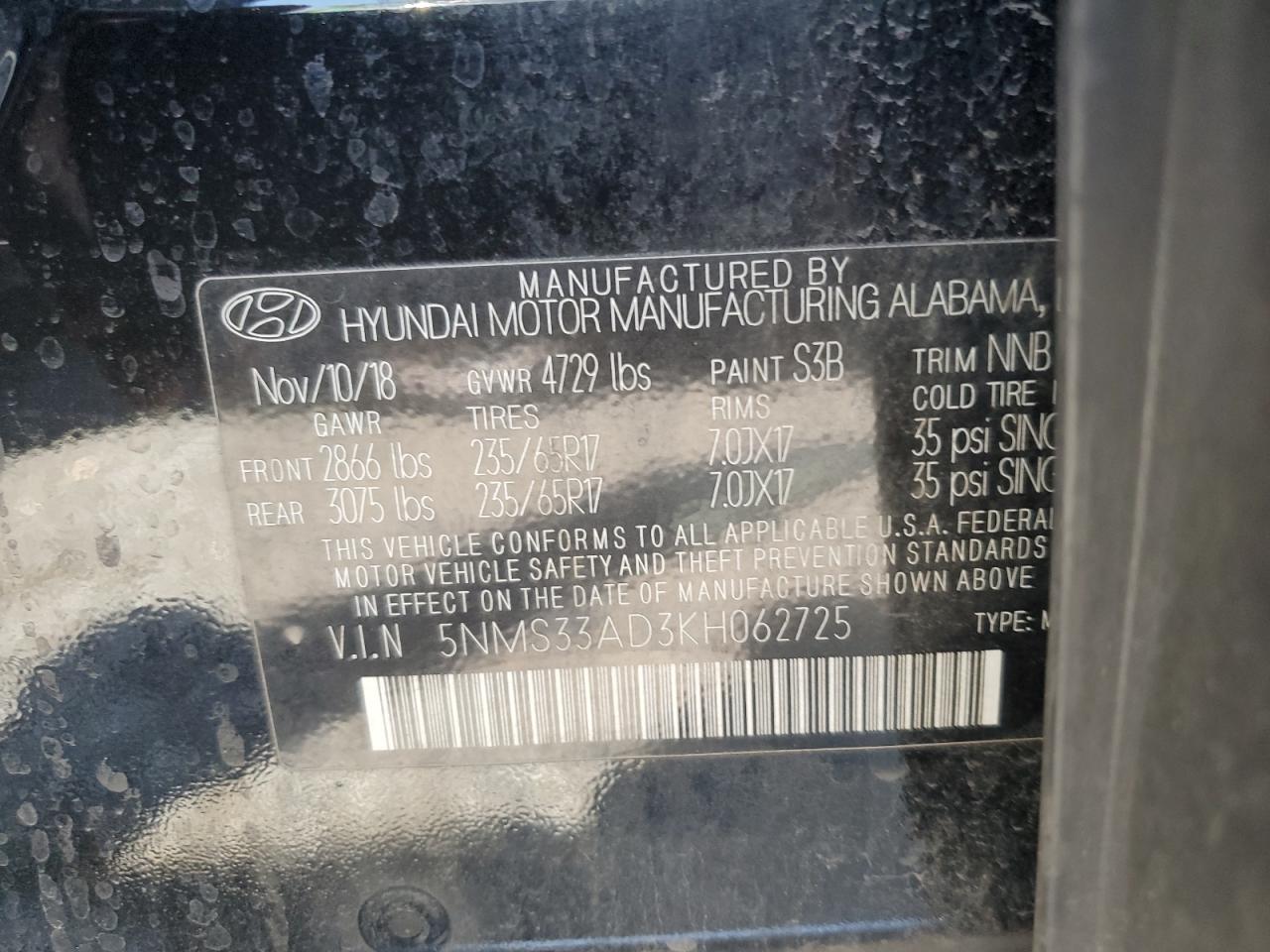 Photo 12 VIN: 5NMS33AD3KH062725 - HYUNDAI SANTA FE 