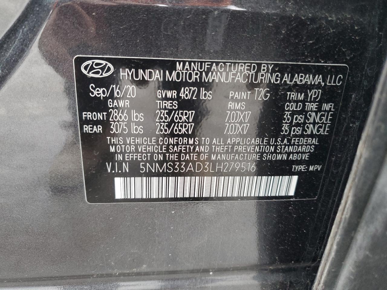 Photo 13 VIN: 5NMS33AD3LH279516 - HYUNDAI SANTA FE 