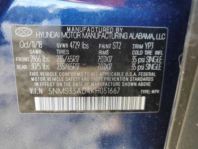 Photo 12 VIN: 5NMS33AD4KH051667 - HYUNDAI SANTA FE S 