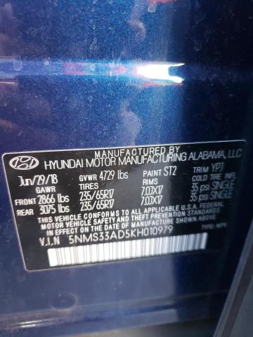 Photo 12 VIN: 5NMS33AD5KH010979 - HYUNDAI SANTA FE 