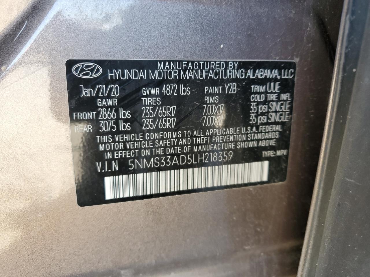 Photo 13 VIN: 5NMS33AD5LH218359 - HYUNDAI SANTA FE 