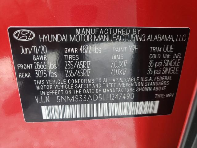 Photo 9 VIN: 5NMS33AD5LH247490 - HYUNDAI SANTA FE S 