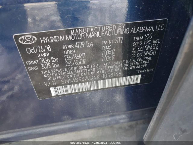 Photo 8 VIN: 5NMS33AD6KH058166 - HYUNDAI SANTA FE 