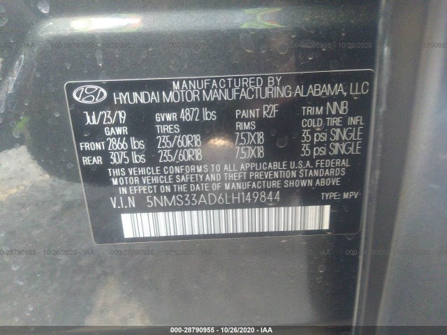 Photo 8 VIN: 5NMS33AD6LH149844 - HYUNDAI SANTA FE 