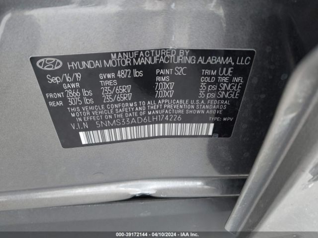 Photo 8 VIN: 5NMS33AD6LH174226 - HYUNDAI SANTA FE 