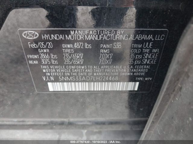 Photo 8 VIN: 5NMS33AD7LH224468 - HYUNDAI SANTA FE 