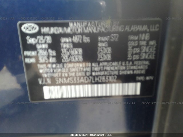 Photo 8 VIN: 5NMS33AD7LH283102 - HYUNDAI SANTA FE 