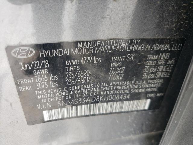 Photo 9 VIN: 5NMS33AD8KH008434 - HYUNDAI SANTA FE S 