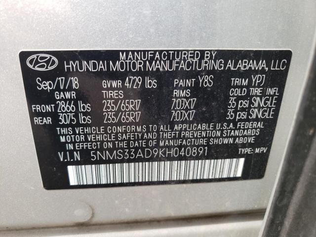 Photo 9 VIN: 5NMS33AD9KH040891 - HYUNDAI SANTA FE 4 