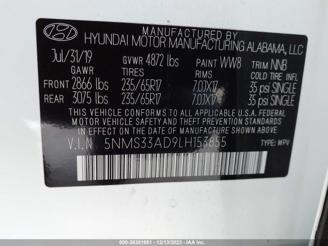 Photo 8 VIN: 5NMS33AD9LH153855 - HYUNDAI SANTA FE 