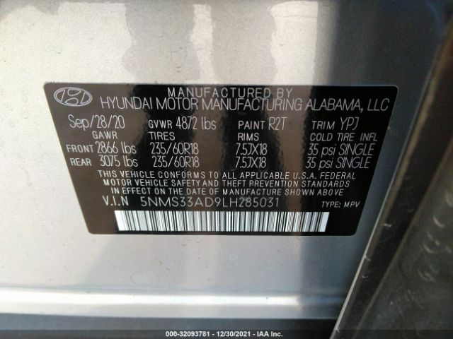 Photo 8 VIN: 5NMS33AD9LH285031 - HYUNDAI SANTA FE 